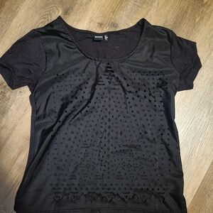 Cruel Girl Black Textured Short Sleeve Tee
